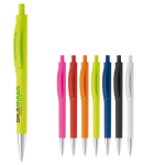 Stylo en plastique entièrement coloré avec pointe métallisée