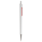 Stylo en plastique blanc avec détails subtils en couleur couleur rouge