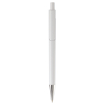 Stylo en plastique blanc avec détails subtils en couleur couleur blanc deuxième vue