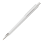 Stylo en plastique blanc avec détails subtils en couleur couleur blanc troisième vue