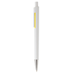 Stylo en plastique blanc avec détails subtils en couleur couleur jaune