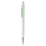 Stylo en plastique blanc avec détails subtils en couleur couleur vert