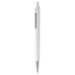 Stylo en plastique blanc avec détails subtils en couleur couleur blanc/noir