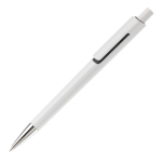 Stylo en plastique blanc avec détails subtils en couleur couleur blanc/noir troisième vue