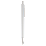 Stylo en plastique blanc avec détails subtils en couleur couleur bleu foncé cinquième vue