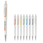 Stylo en plastique blanc avec détails subtils en couleur