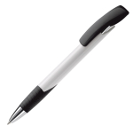 Stylo personnalisé en plastique et métal avec détails colorés couleur blanc/noir