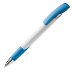 Stylo personnalisé en plastique et métal avec détails colorés couleur bleu ciel