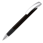Stylo personnalisable avec prise texturée et bouton en métal couleur noir