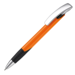 Stylo personnalisable avec prise texturée et bouton en métal couleur orange