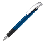 Stylo personnalisable avec prise texturée et bouton en métal couleur bleu foncé