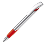 Stylo publicitaire avec logo en métal avec corps texturé couleur rouge