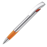 Stylo publicitaire avec logo en métal avec corps texturé couleur orange
