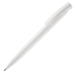Stylo en plastique coloré avec bouton-poussoir fabriqué dans l'UE couleur blanc troisième vue