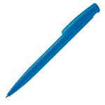 Stylo en plastique coloré avec bouton-poussoir fabriqué dans l'UE couleur bleu ciel troisième vue