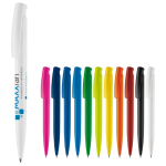 Stylo en plastique coloré avec bouton-poussoir fabriqué dans l'UE