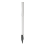 Stylo à bouton-poussoir en plastique de couleurs mates fabrication UE couleur blanc deuxième vue