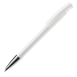 Stylo à bouton-poussoir en plastique de couleurs mates fabrication UE couleur blanc troisième vue