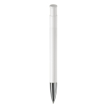 Stylo à bouton-poussoir en plastique de couleurs mates fabrication UE couleur blanc quatrière vue