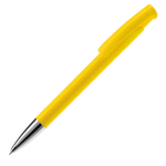 Stylo à bouton-poussoir en plastique de couleurs mates fabrication UE couleur jaune troisième vue