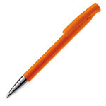Stylo à bouton-poussoir en plastique de couleurs mates fabrication UE couleur orange troisième vue