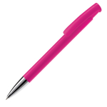 Stylo à bouton-poussoir en plastique de couleurs mates fabrication UE couleur rose troisième vue