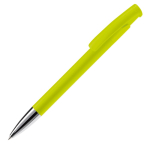 Stylo à bouton-poussoir en plastique de couleurs mates fabrication UE couleur vert lime troisième vue