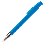 Stylo à bouton-poussoir en plastique de couleurs mates fabrication UE couleur bleu ciel troisième vue