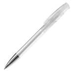 Stylo en plastique transparent coloré avec pointe métallisée couleur blanc transparent troisième vue