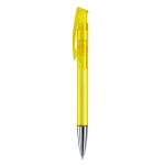 Stylo en plastique transparent coloré avec pointe métallisée couleur jaune transparent