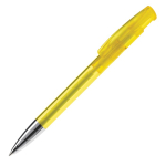 Stylo en plastique transparent coloré avec pointe métallisée couleur jaune transparent troisième vue