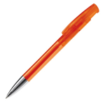 Stylo en plastique transparent coloré avec pointe métallisée couleur orange transparent troisième vue