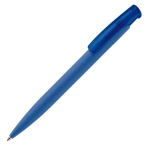 Stylo en plastique de couleurs avec finition soft-touch couleur bleu troisième vue