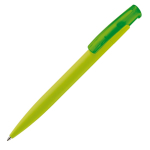 Stylo en plastique de couleurs avec finition soft-touch couleur vert lime troisième vue