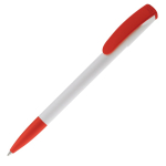 Stylo en plastique avec pointe et clip colorés fabriqué dans l'UE couleur rouge troisième vue