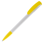 Stylo en plastique avec pointe et clip colorés fabriqué dans l'UE couleur jaune troisième vue
