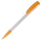 Stylo en plastique avec pointe et clip colorés fabriqué dans l'UE couleur orange troisième vue