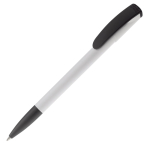 Stylo en plastique avec pointe et clip colorés fabriqué dans l'UE couleur blanc/noir troisième vue