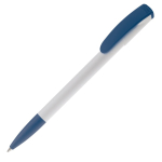 Stylo en plastique avec pointe et clip colorés fabriqué dans l'UE couleur bleu foncé troisième vue
