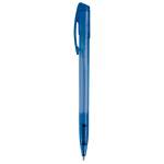 Stylo en plastique transparent coloré avec clip incurvé couleur bleu