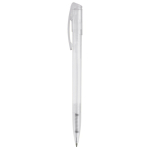 Stylo en plastique transparent coloré avec clip incurvé couleur blanc