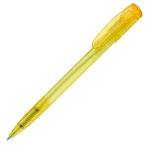 Stylo en plastique transparent coloré avec clip incurvé couleur jaune quatrière vue