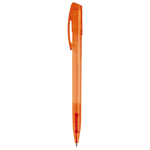 Stylo en plastique transparent coloré avec clip incurvé couleur orange