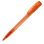 Stylo en plastique transparent coloré avec clip incurvé couleur orange quatrière vue