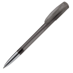 Stylo en plastique transparent avec pointe métallisée fabrication UE couleur noir