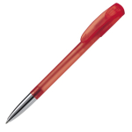 Stylo en plastique transparent avec pointe métallisée fabrication UE couleur rouge