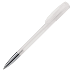 Stylo en plastique transparent avec pointe métallisée fabrication UE couleur blanc