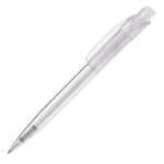 Stylo en plastique transparent avec clip carré fabriqué dans l'UE couleur blanc transparent
