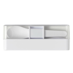 Boîte transparente avec un set de couverts en plastique blanc couleur blanc deuxième vue