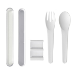 Boîte transparente avec un set de couverts en plastique blanc couleur blanc cinquième vue